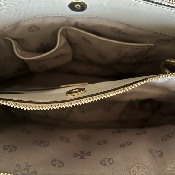 Gray Tory Burch Large Robinson Leather Satchel